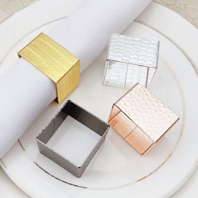 China SWN172 Modern Viable Silver Gold Black Color Place Napkin Ring Geometric Metal Napkin Buckle For Wedding Event Decor for sale