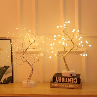 China Christmas Home Decor Battery Ball Barber Shop Table Lamp LED Tree Night Light Decorative Warm Lamp for sale