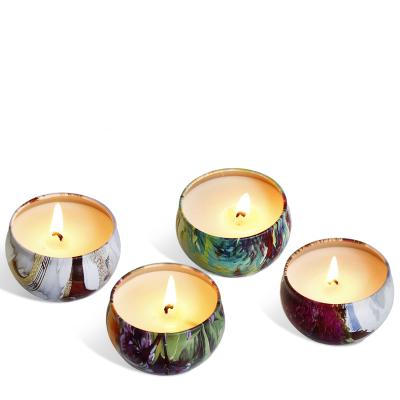 China Home Decoration SWD127 Customize Colored Candle Jars Container Tins With Lid Scented Soy Wax Candles Candle Tin Can Home Decoration for sale