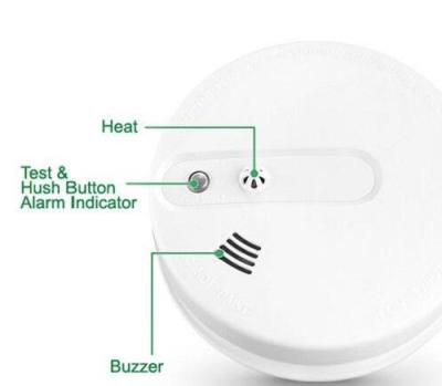 China SR-820DHS Fire Protection Independent Photoelectric Smoke and Heat Alarm Battery 9V White Fire Protection Wall or Ceiling Mounted for sale