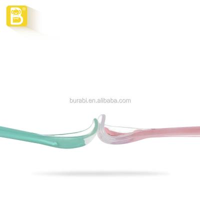 China Burabi Silicone Feeding Spoon Viable Baby Spoon, Newborn, For Kids Training, Two Color for sale