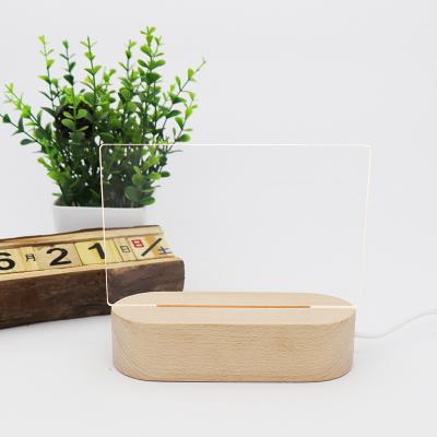 China Modern Warm Sale White Zhongshan Desktop OEM Acrylic Plate With Lamp Base Baby Wood Night Light for sale