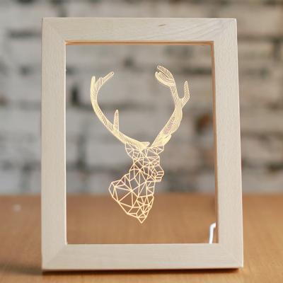 China Eco - Friendly Wholesale Acrylic Led Light Christmas Deer Photo Frame for sale