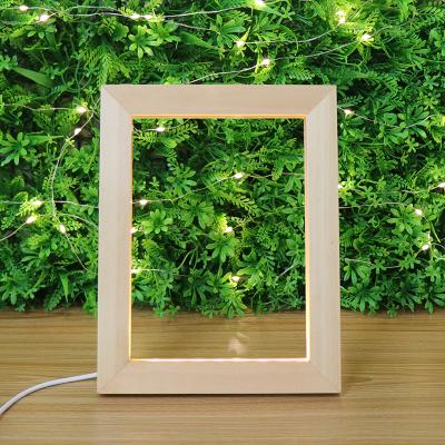 China Bed Room Hot Sale Oak Photo Frame LED Night Light Table Lamp for sale