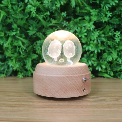 China Bed Room Zhongshan Hot Selling Wooden Base 3D Crystal Ball Night Light for sale