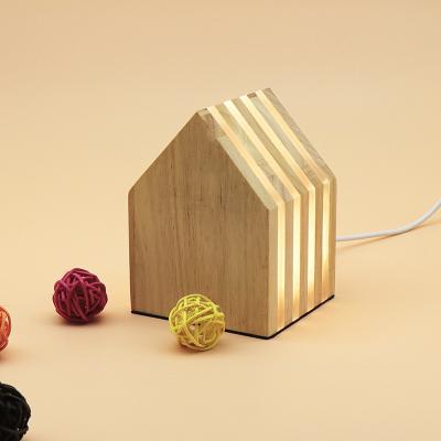 China Modern Creative Square Night Light Wooden LED Lamp Mood Lamp for Office for sale