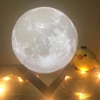 China 2019 Eco-friendly Newest Gift For Valentine's Day LED Table Lamp 3D Printing Lamp 10cm Moon Lamp for sale