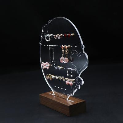 China China Outle Jewelry Shelves Walnut Wood Base With Empty Acrylic Dish Display Stand For Earrings for sale