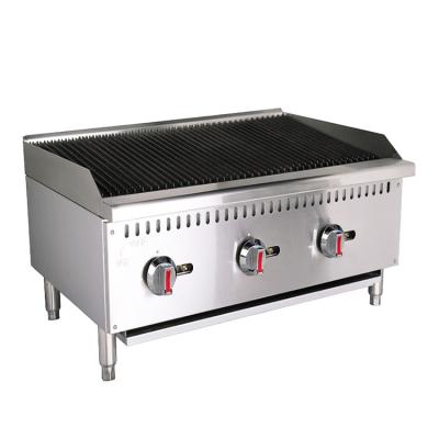 China Restaurant Kitchen Inductry Hotel Restaurant Supplies Commercial 3 Burner Machine Countertop Gas Charbroiler BBQ Grill for sale