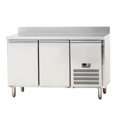 China Chiller Double Door Stainless Steel Workbench Worktable Fridge Undercounter Fridge 1360*700*850mm for sale