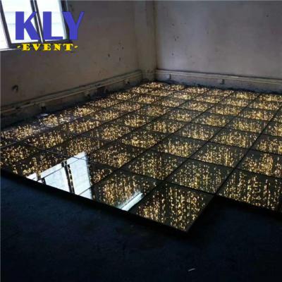 China Wholesale Stage RGB Led Dance Floor Gold Color Stage DJ Lighting Wedding Disco Party Dance Floor Portable for sale