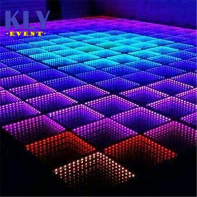 China Stage Magnetic Wireless 3D Infinity Led Mirror Dance Floor Portable Tempered Glass Interactive Dance Floor For Wedding Party Disco for sale