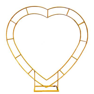 China Wedding Party Event Decoration Props Backdrop Heart Shape Arch Iron Double Layer Frame Stand For Balloon Event Party Decoration for sale