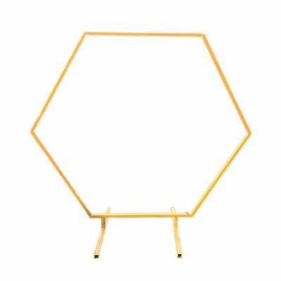 China Wedding Occasion Centerpiece Metal Hexagon Balloon Arch Stand Gold Iron Balloon Flower Stand Great For Party Wedding Backdrop for sale