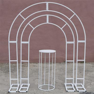 China Wedding Occasion Centerpiece Metal Flower Stand 3 Pcs/Set Wedding Arch Garden Backdrop Balloon Decor Shelf for sale