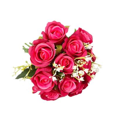 China Wholesale Artificial Flowers Wedding Party Event Decoration Rose Bouquet Artificial Flower Silk Bunch For Party Wedding Home Decor for sale