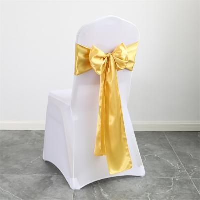 China Simple Wedding Chair Ribbon Sashes Satin Chair Bow Bands For Banquet Reception Hotel Party Home Decoration for sale