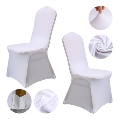 China Wholesale Polyester Spandex Wedding Party Event Decoration White Stretch Chair Covers Wedding Reception Decorations Hotel Banquet Chair Cover for sale