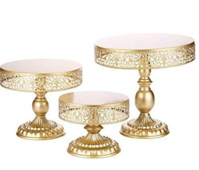 China Round Wedding Party Decoration Metal Gold Cake Stand Dessert Cupcake Display Dish Tray Holder For Wedding Event for sale