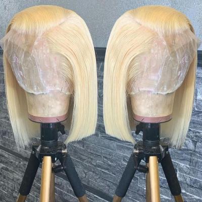 China Full Body Wave HD 613 Blonde Human Hair Lace Wig, Ombre Hair Bob Half Lace Front Wig, Hd Blonde 613 Lace Frontal Bob Wig for sale