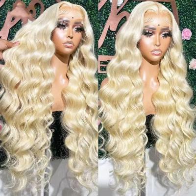 China Body Wave 180% Density Virgin Hair 13X6 613 Blonde Body Wave Indian Raw HD Lace Frontal Wigs For Black Women for sale