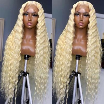 China Body Wave Deep Wave 613 HD Full Lace Wig Hair, Virgin 13x4 13x6 613 Lace Front Wig, Platinum Blonde 613 Transparent Lace Front Wig for sale