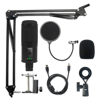 China Professional USB Microphone BMG USB-K2 Computer Condenser Metal USB Microphone for Table with Arm Stand for sale