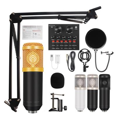 China Studio Recording BM 800 Studio Broadcasting Home Recording Device Set BM800 Microphone Mic, Scissor Arm Stand, Shock Mount, Filter, and V8 Sound Card for sale