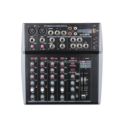 China Stage Performance Ship 8 Audio Console Mini Small Fast Channel Audio Mixer With USB Connecting To Computer for sale