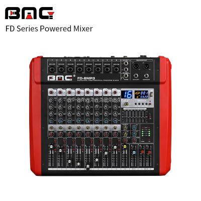 China Professional Live USB Audio Sound Mixer Power Karaoke Studio Karaoke Mixer BMG Stage DJ KTV Mixing Console Show 8 Channel 650 Watts Mixing for sale