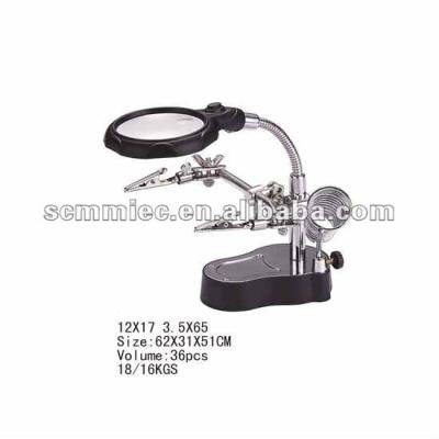 China Hand Held Magnifying Glass LED Light With Welding Holder for sale