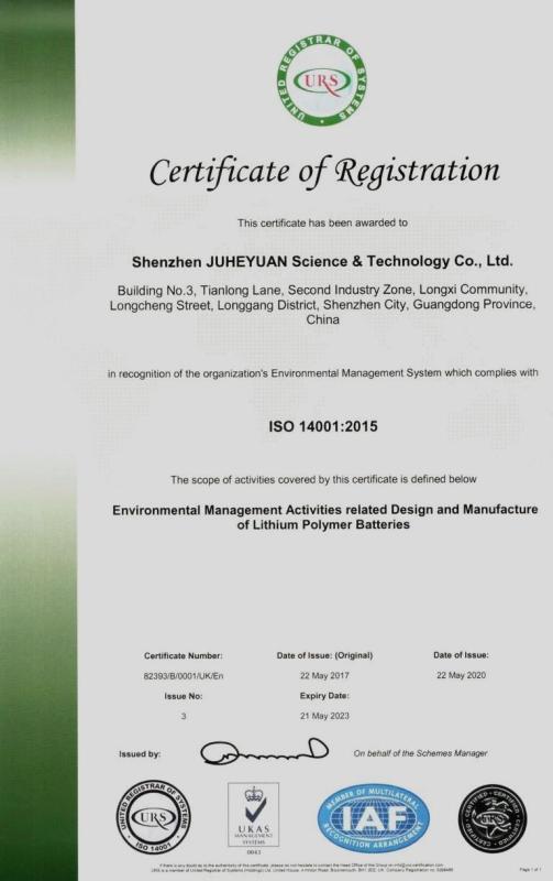 ISO14001 - SHENZHEN JUHEYUAN SCIENCE & TECHNOLOGY CO., LTD.