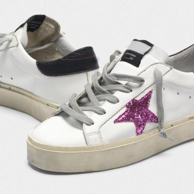 China Fashion Trend Goldenes HI STAR Sneakers With Star And Heel Tag In Metallic Silver Dirty Gooses Shoes for sale