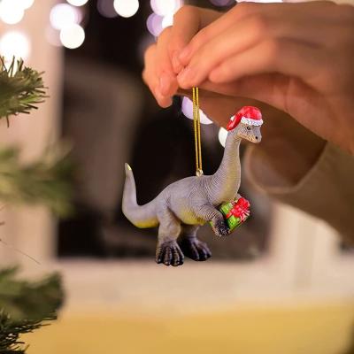 China Resin Amazon Selling Dinosaur Toy Crafts Christmas Tree Pendant Christmas Decorations for sale