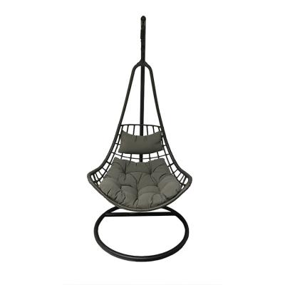 China Custom Contemporary Modern Outdoor Metal Flat Wicker Egg Steel Frame Furniture Single Swing Hanging Chair for sale