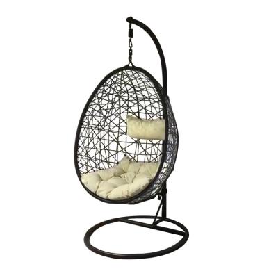 China Hot sale contemporary modern outdoor wicker drop shaped garden rattan metal water swing chair patio egg hanging chair with polyester cushion for sale