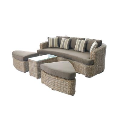 China Outdoor Sofa Daybed Rattan Garden Furniture Set of 3 Seater Sofa Sleeper Luxury Wicker Woven Cozy Garden Patio for sale