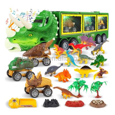 China Preschool Dinosaur Toy Trucks Carrier Toy for Kids Dinosaur Toys Set with Light Noise for Boys Girls Dinosaur Car Toy for sale