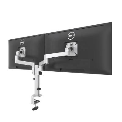 China Aluminum Pole Dual Height Adjustable Monitor Desk-Riding-Arms With C Clamp Grommet Base 0-10kg for sale