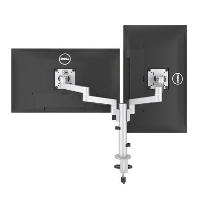 China Dual Monitor Aluminum Height Adjustable Desktop Mount VESA Bracket Up To 32 Inch Computer Screens 0-10kg for sale