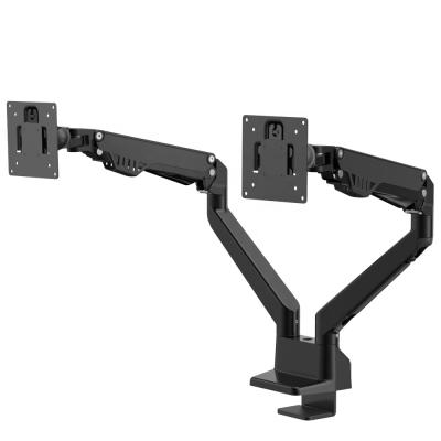 China LOUEVED Full Aluminum Strong Aluminum Monitor Desk Mount Shock Absorber Dual Arm For Max 32 Inch Flat Curved Computer Screen for sale