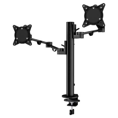 China Black Monitor Stand Height Adjustable Desk Mount Mount Arms Dual Up To 32 Inch Screen 0-8kg for sale