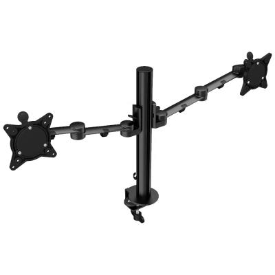 China Fully Adjustable Dual Monitor Desk Mount Pole Monitor Arm For Max 32 Inch Flat Curved Computer Screen 0-8kg for sale