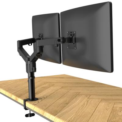 China LOUEVED Double Steel Monitor Desk-Mount-Arm Poles Easy Install Flexible Monitor Stand Height Adjustable Desktop Mount for sale