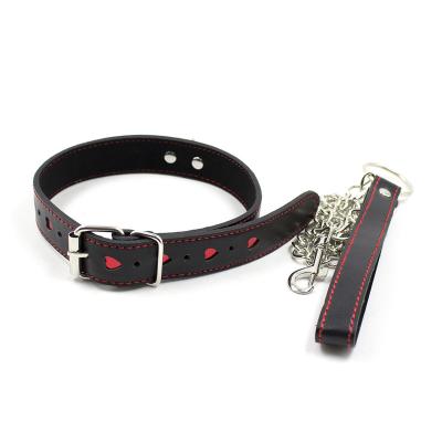 China BDSM Couples Pleasure Delove Factory SM Games Women Leather Neck Collar Bondage Sex BDSM Collar Neckerchief for sale