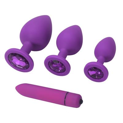 China Using it with enough lube will bring you a lot of Delove Soft Silicone Anal Plug Crystal Jewelry Vagina Butt Couple 3 Sizes With Masturbator Vibration Bullet Set for sale