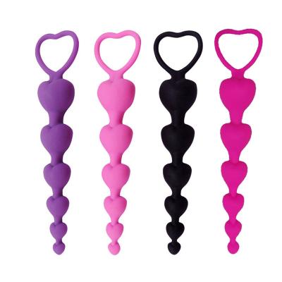 China Using it with enough lube will bring you many silicon plug anal beads heart shape anal plug butt beads for masturbating men and women for sale