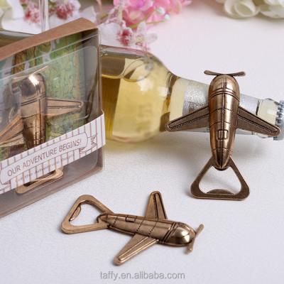 China wholesale bridal plane wedding party supplies decoration bachelor party shower gifts guest keepsake wedding favor airplane bottle opener for sale