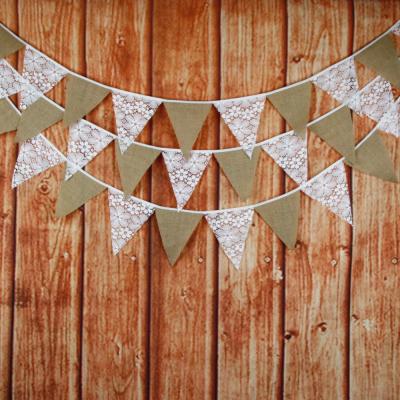 China 3M Vintage Burlap Wedding Birthday Party Decoration Burlap Chic Garland Lace Bunting Banner for sale