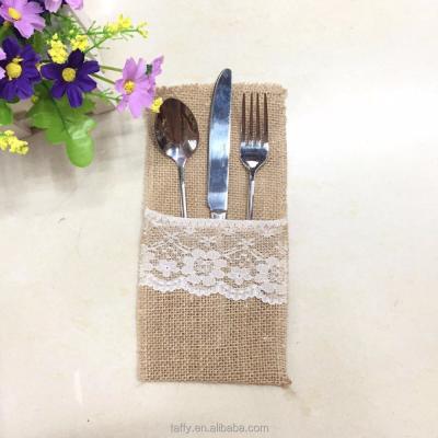 China VINTAGE QUALITY WEDDING PLACE MAT CUTLERY HOLDER bag RUSTIC HESSIAN LEATHER BURST LEATHER BURST viable for sale